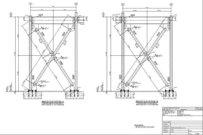 Modular building elevation drawing and structural construction documentation